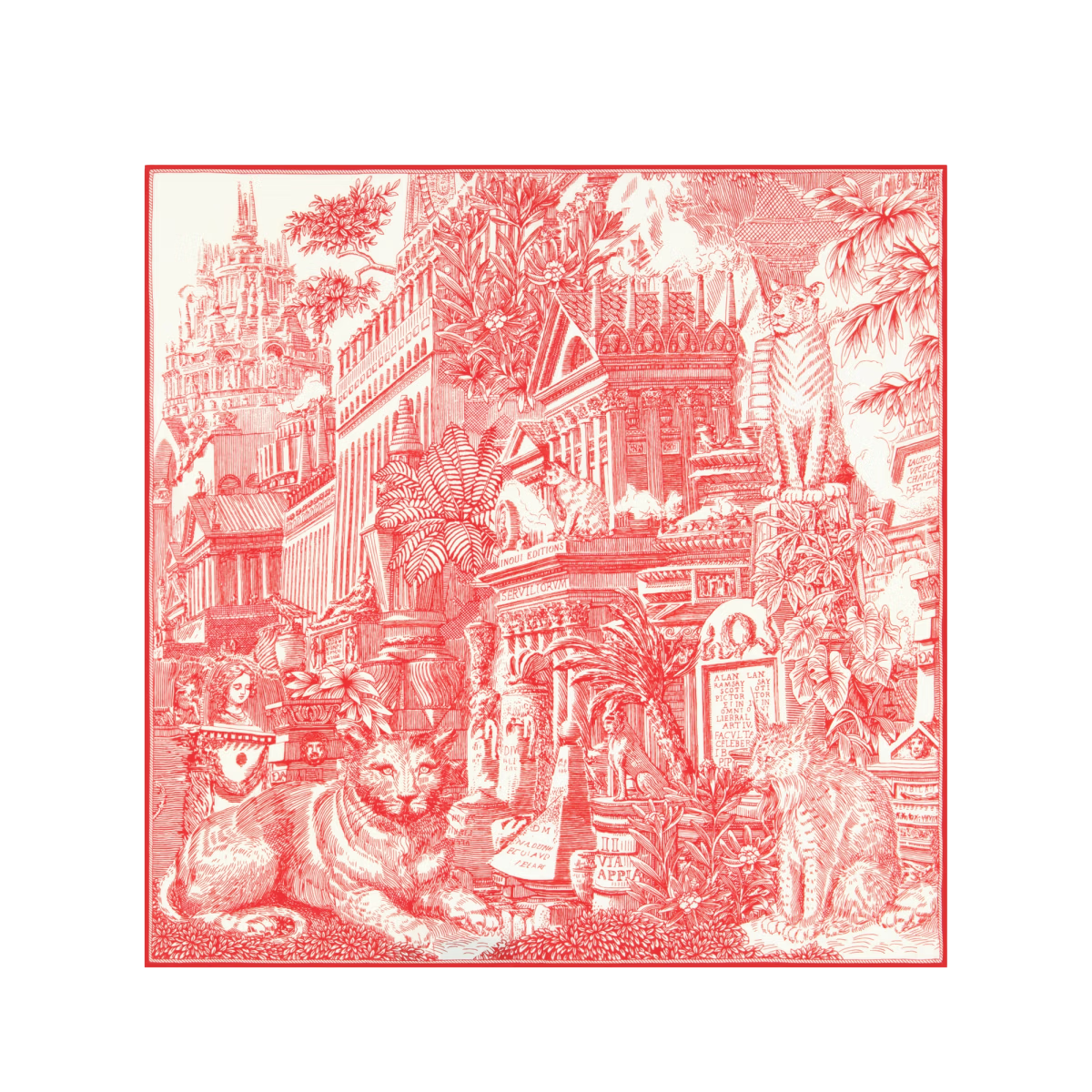 ACCESSORIES Piranesi Square Scarf in Red Inoui Editions