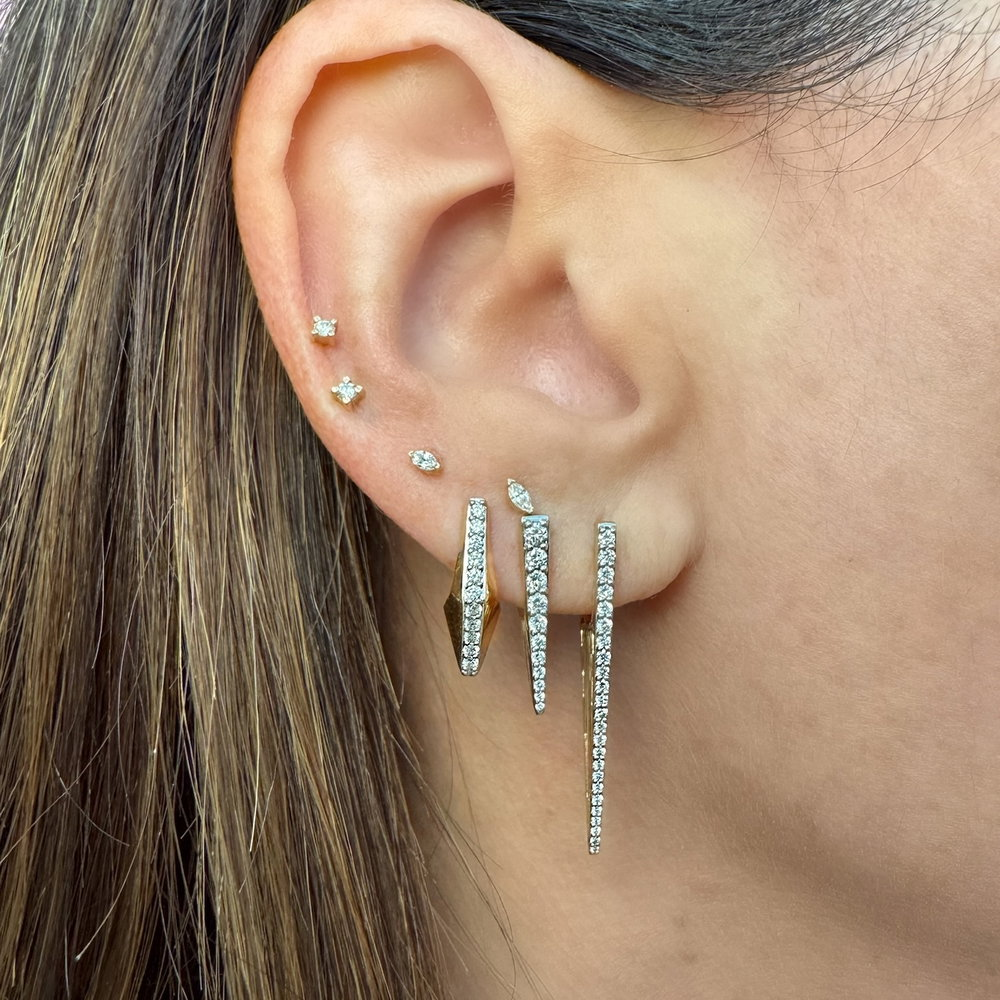 JEWELRY SINGLE GEOMETRIC DIAMOND V HOOP Three Stories Jewelry