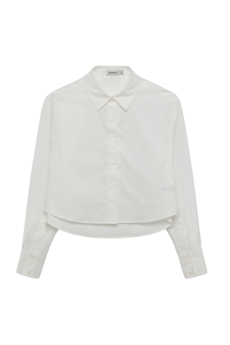 she！RENATA BRENHA ホワイトシャツ Sサイズ Renata Cropped Button Down Shirt in White – Serafina
