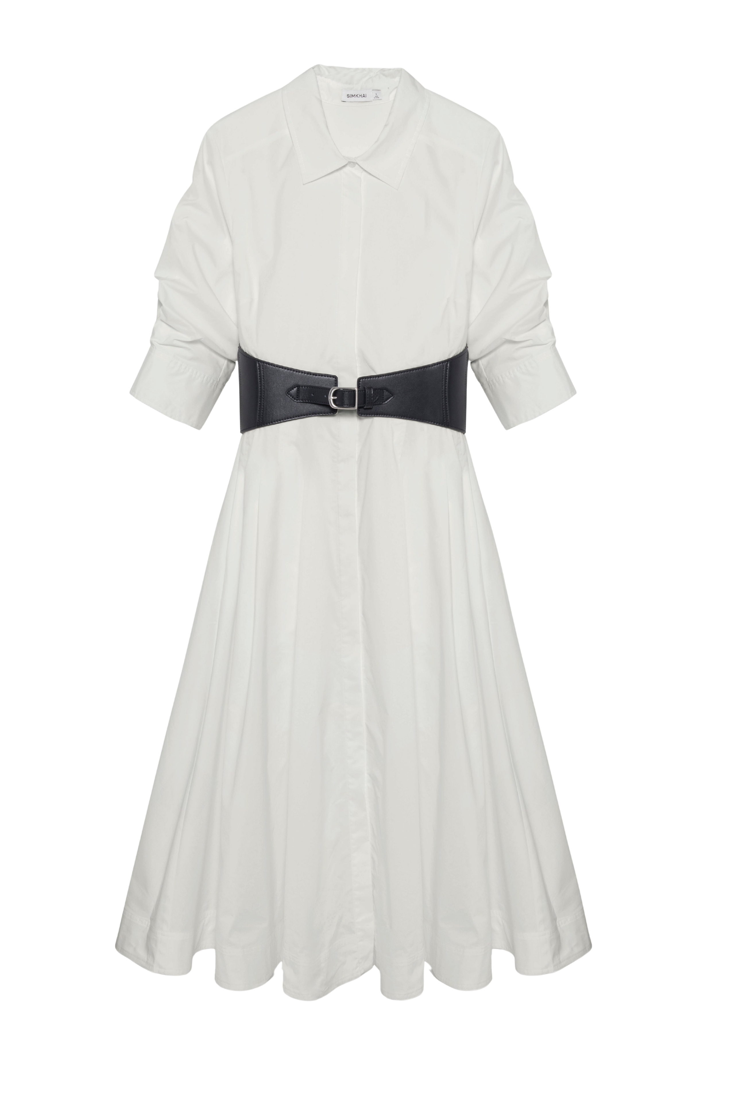 DRESSES/JUMPSUITS Olson Belted Midi Dress in White Simkhai