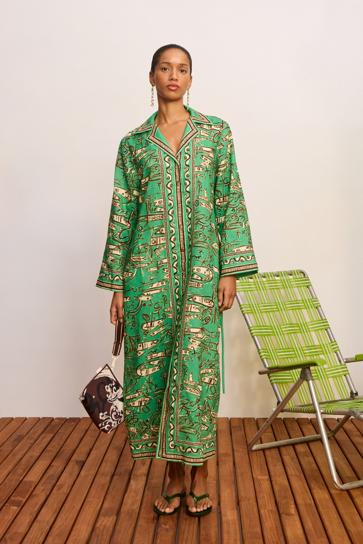 DRESSES/JUMPSUITS Fish Sticks Shirtdress in Green Alemais