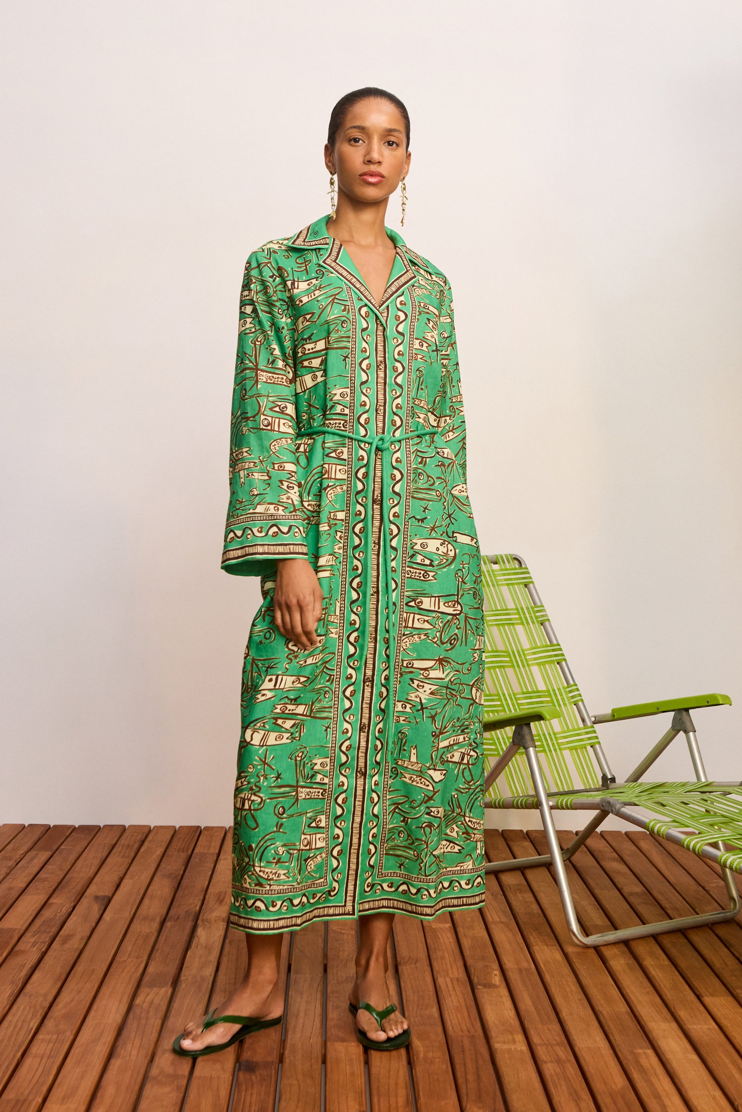 DRESSES/JUMPSUITS Fish Sticks Shirtdress in Green Alemais