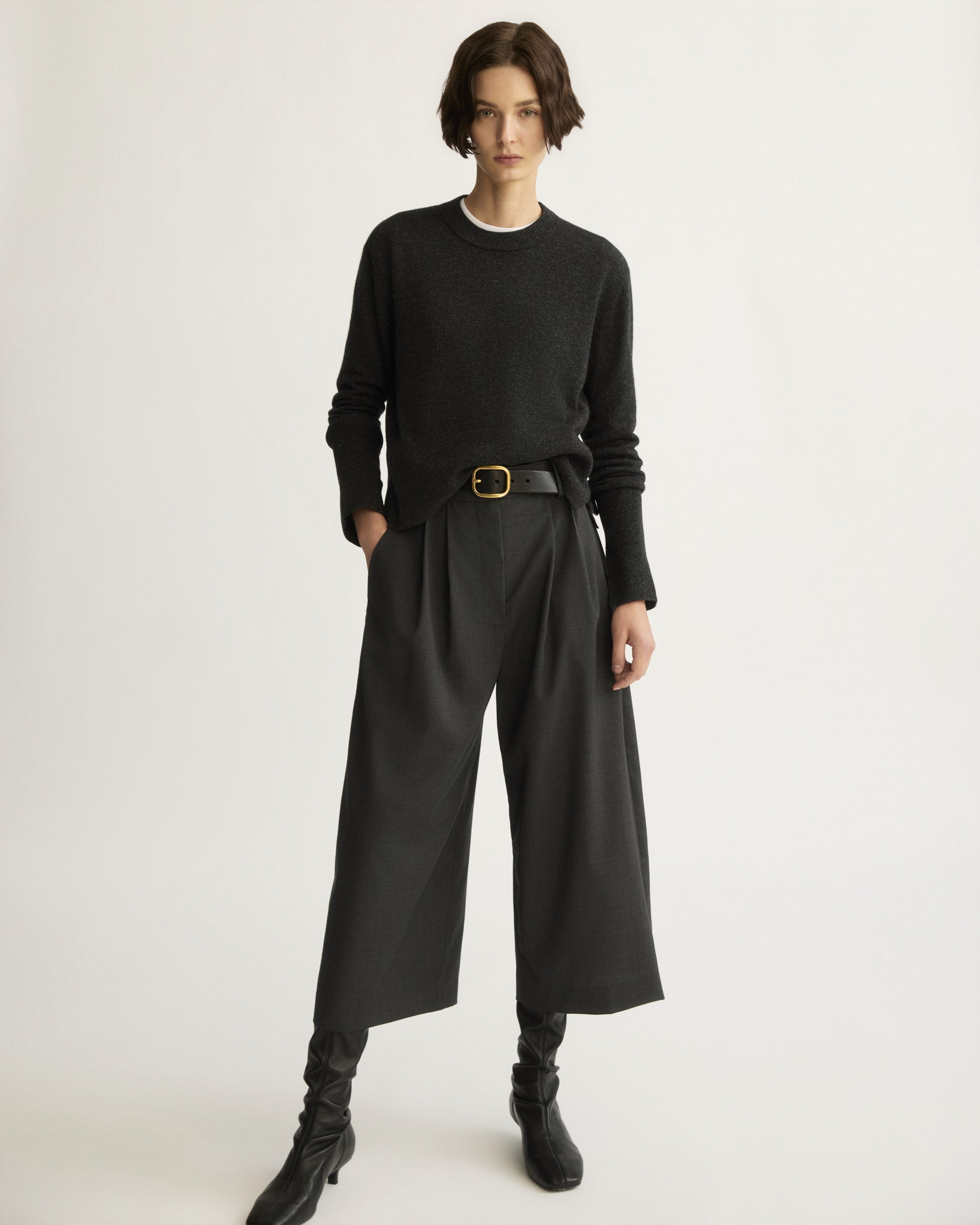 PANTS/SHORTS Reeve Culotte With Belt in Charcoal Arlo Mott