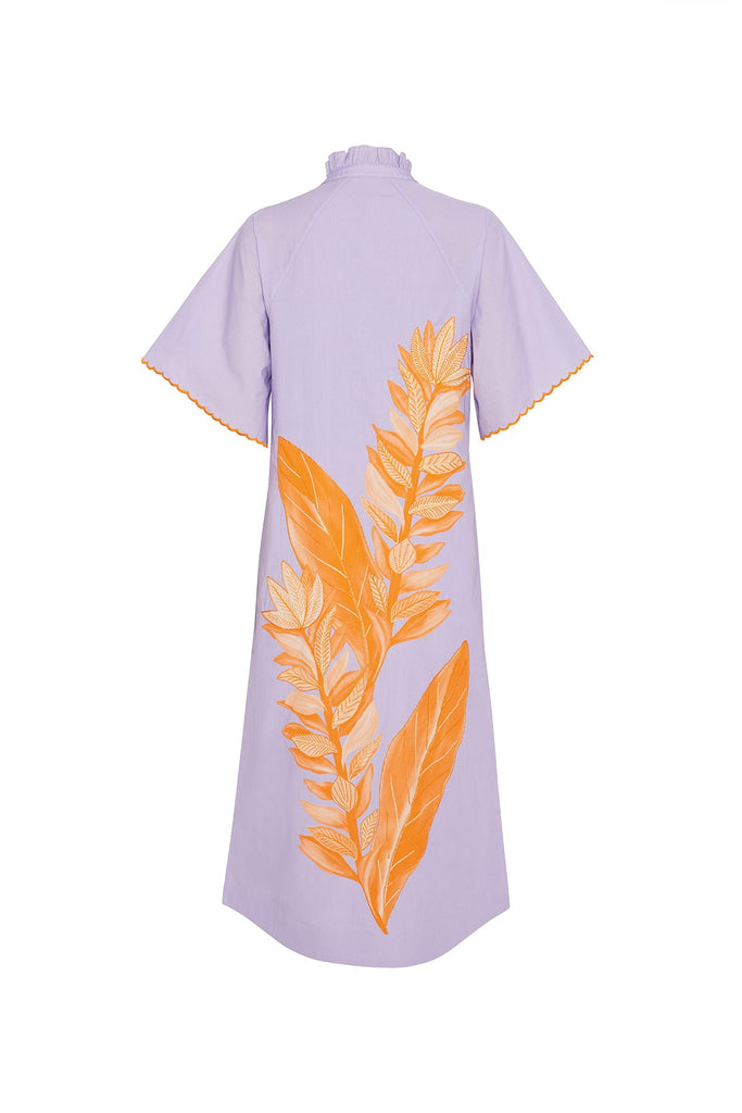 DRESSES/JUMPSUITS Embroidered Ginger Lily Midi Dress in Lilac Verandah