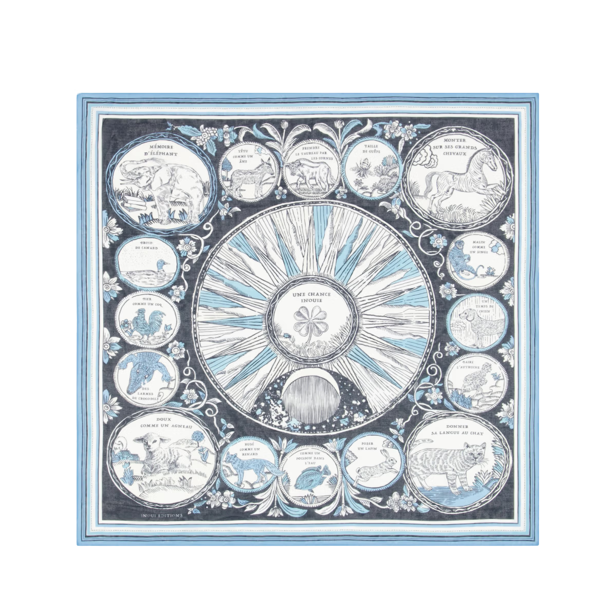 ACCESSORIES Cotton Chance Square Scarf in Navy Inoui Editions