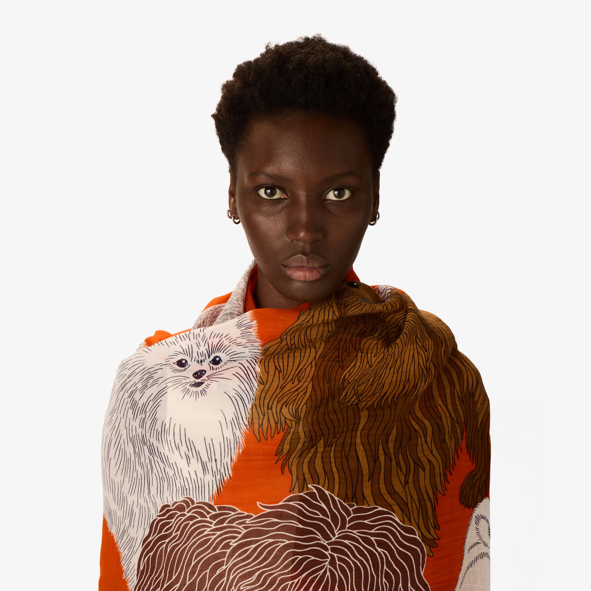 ACCESSORIES Cotton Toutou Scarf in Orange Inoui Editions