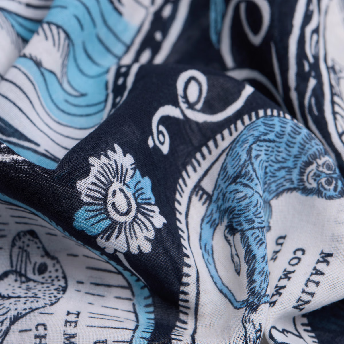ACCESSORIES Cotton Chance Square Scarf in Navy Inoui Editions