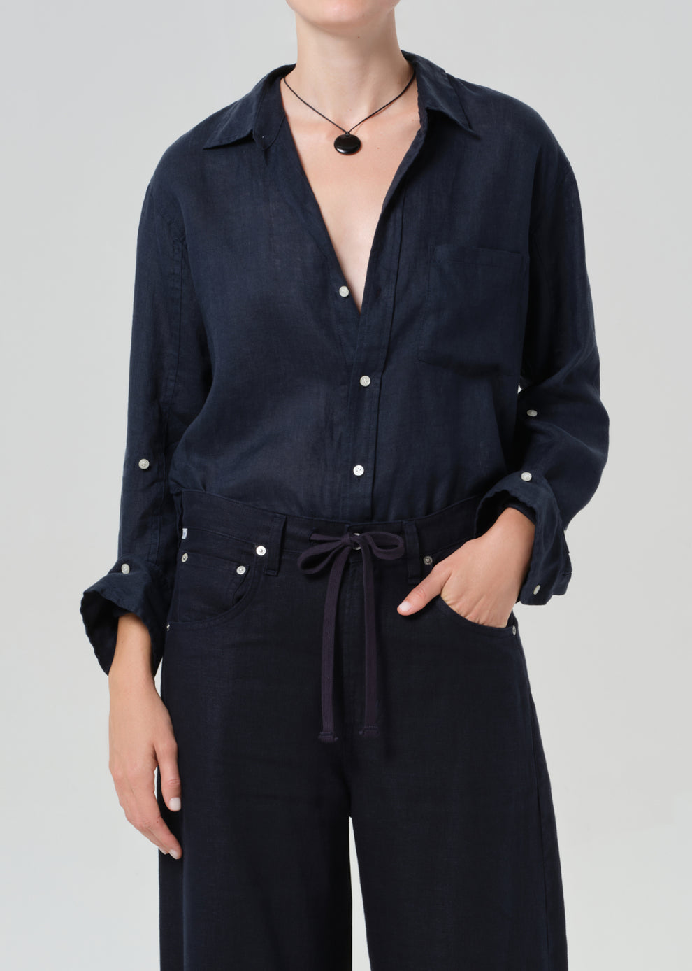BLOUSES/SHIRTS/TOPS Kayla Shrunken Shirt in True Navy Citizens of Humanity