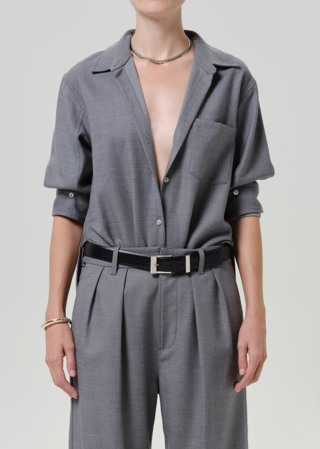 BLOUSES/SHIRTS/TOPS Kayla Shrunken Italian Virgin Wool Shirt in Gris Citizens of Humanity