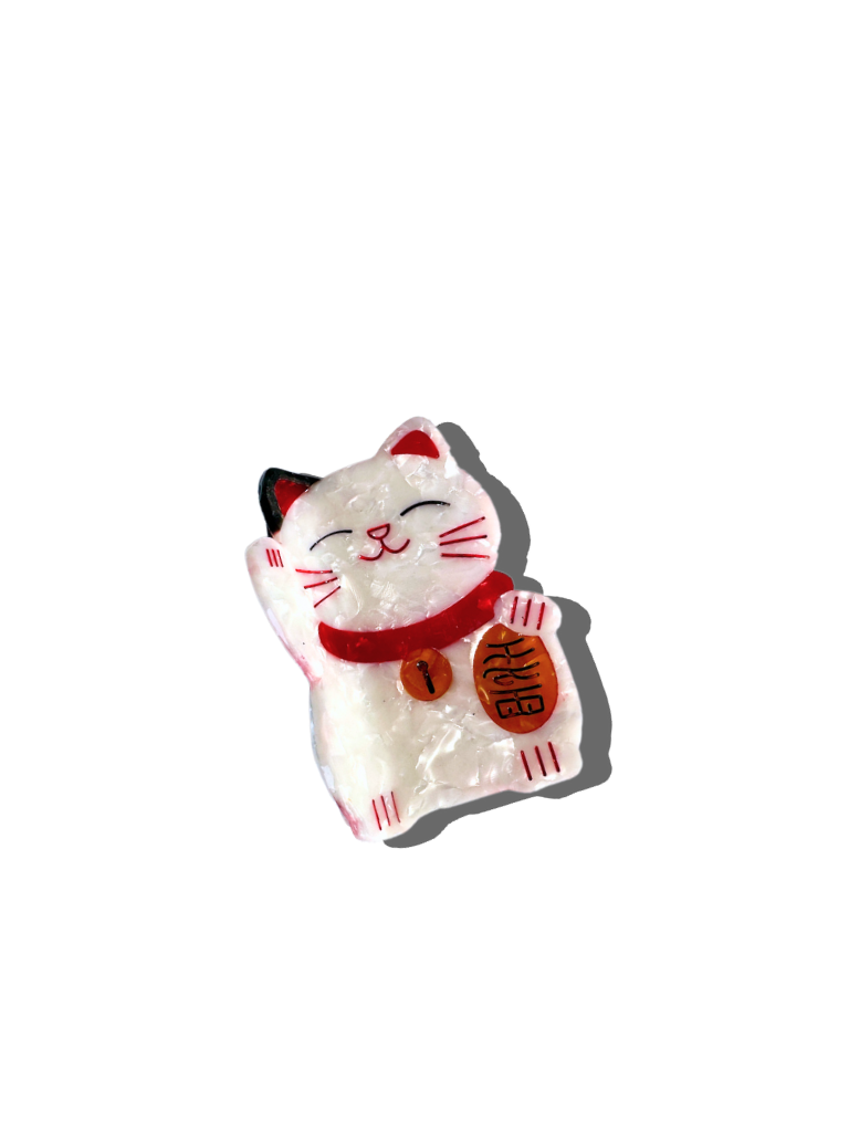 ACCESSORIES Lucky Cat Claw Clip in White Solar Eclipse