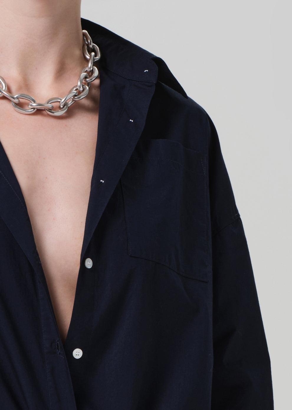 BLOUSES/SHIRTS/TOPS Frances Cropped Cape Button Up in Navy Citizens of Humanity