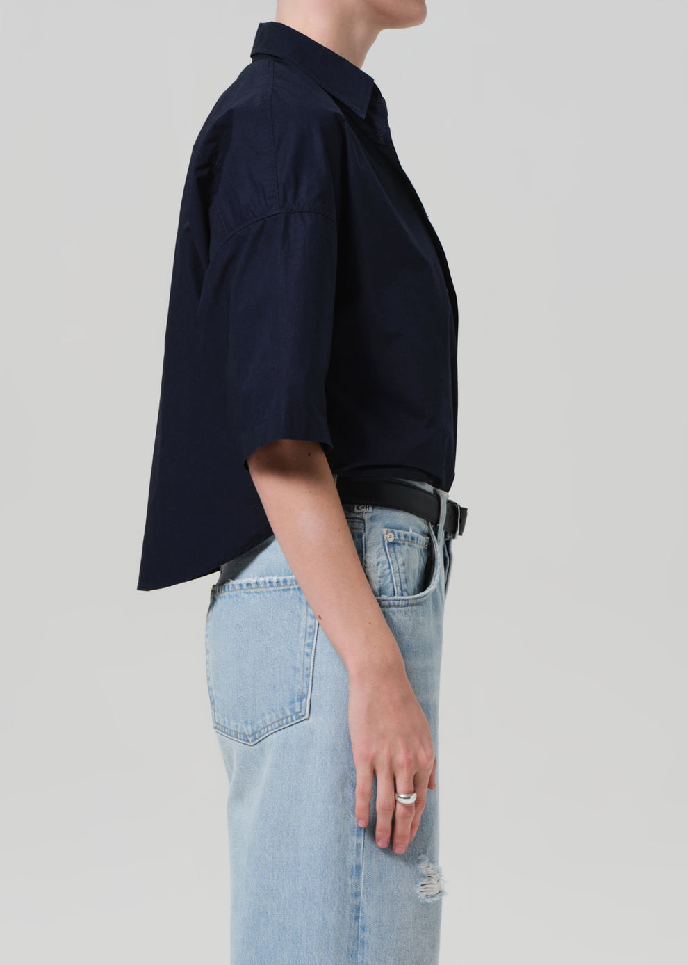 BLOUSES/SHIRTS/TOPS Frances Cropped Cape Button Up in Navy Citizens of Humanity