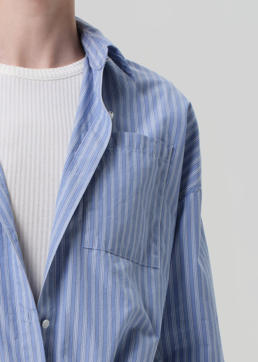 BLOUSES/SHIRTS/TOPS Frances Cropped Cape Button Up in Kindred Stripe Citizens of Humanity