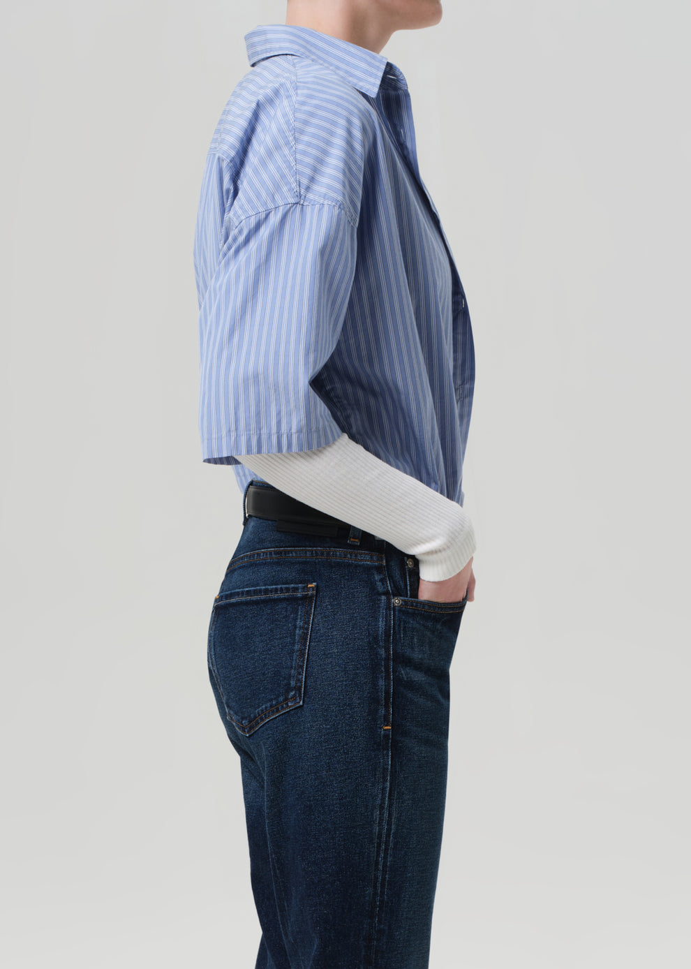 BLOUSES/SHIRTS/TOPS Frances Cropped Cape Button Up in Kindred Stripe Citizens of Humanity