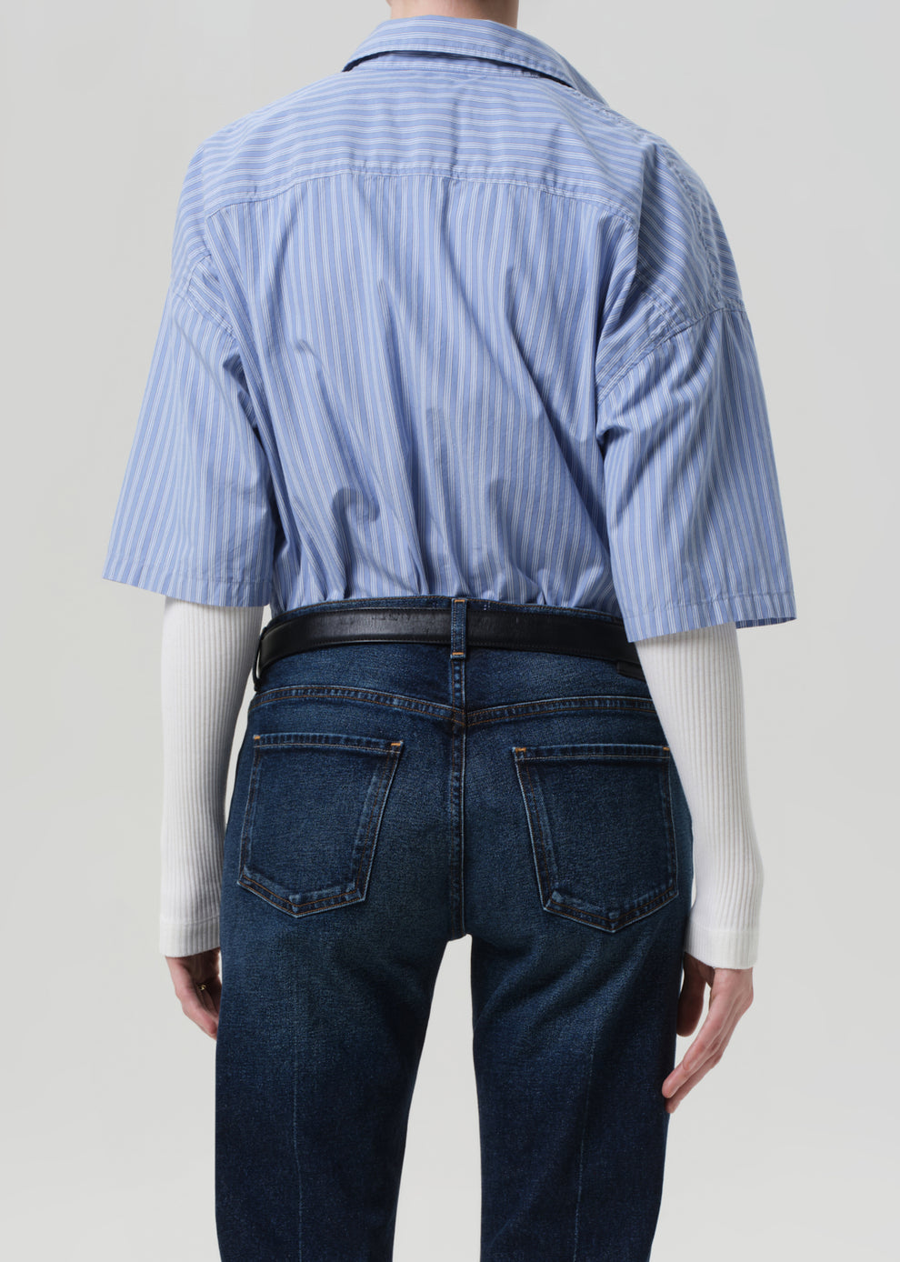 BLOUSES/SHIRTS/TOPS Frances Cropped Cape Button Up in Kindred Stripe Citizens of Humanity