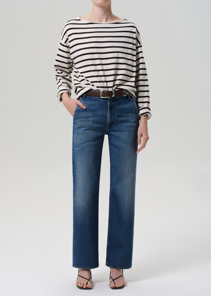 BLOUSES/SHIRTS/TOPS Boat Neck Long Sleeve in Chocolate Stripe Citizens of Humanity