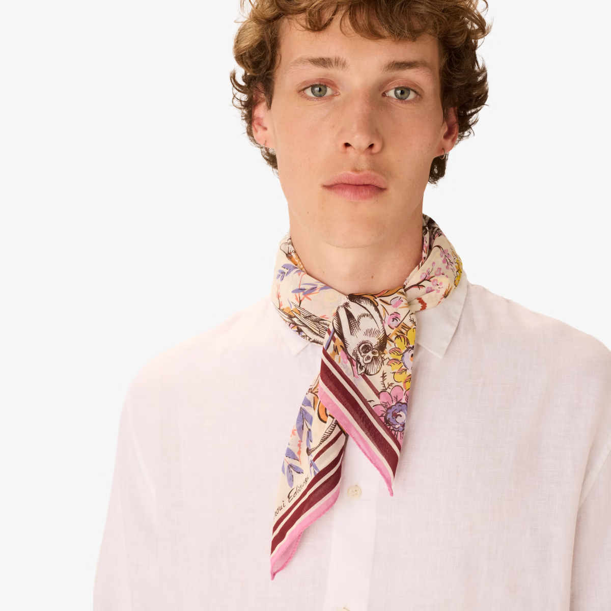 ACCESSORIES Pagode Square Scarf in Off White Inoui Editions