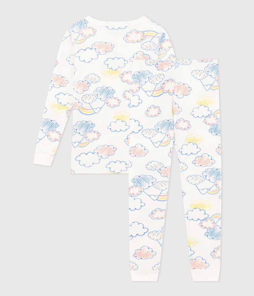 CHILDREN'S APPAREL Long Sleeve Pajama Set in Clouds Petit Bateau