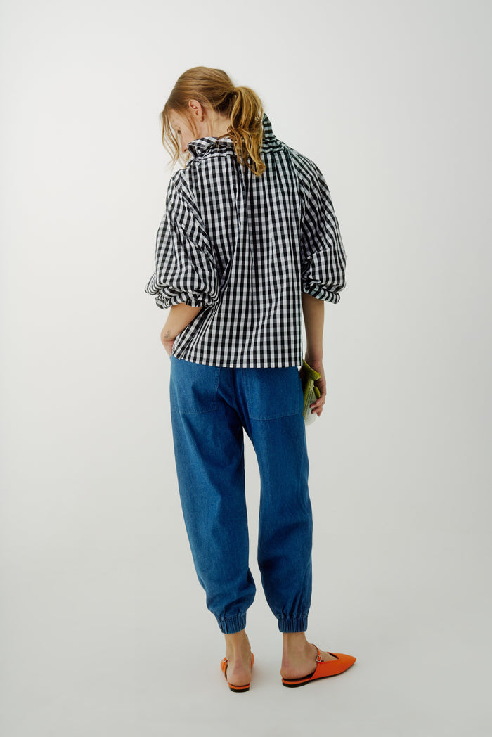 BLOUSES/SHIRTS/TOPS Beautiful Mess Top in Black Gingham Checker Aquarius Cocktail