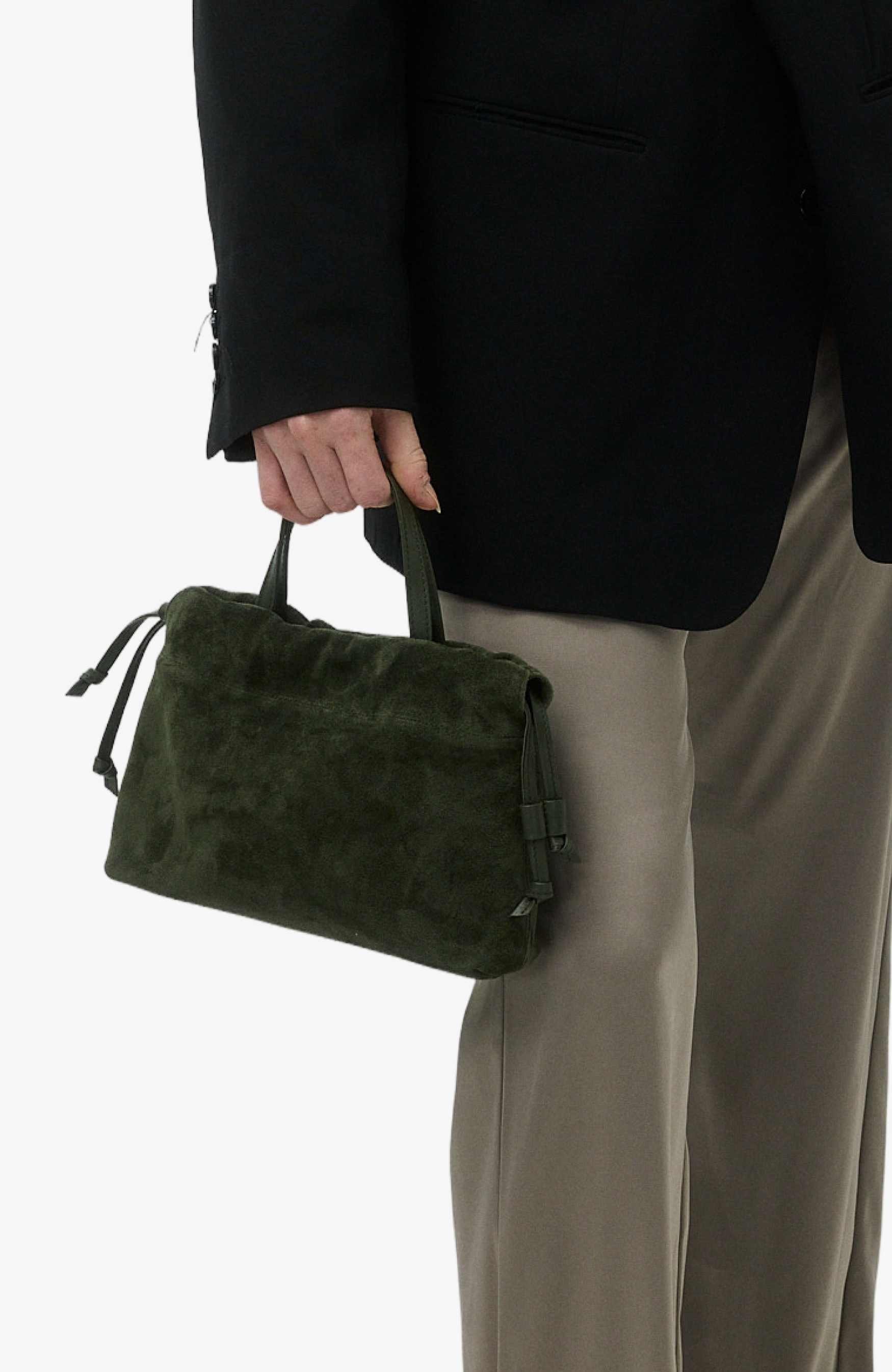 HANDBAGS Mini Asisi Tote in Olive Suede Lemiz