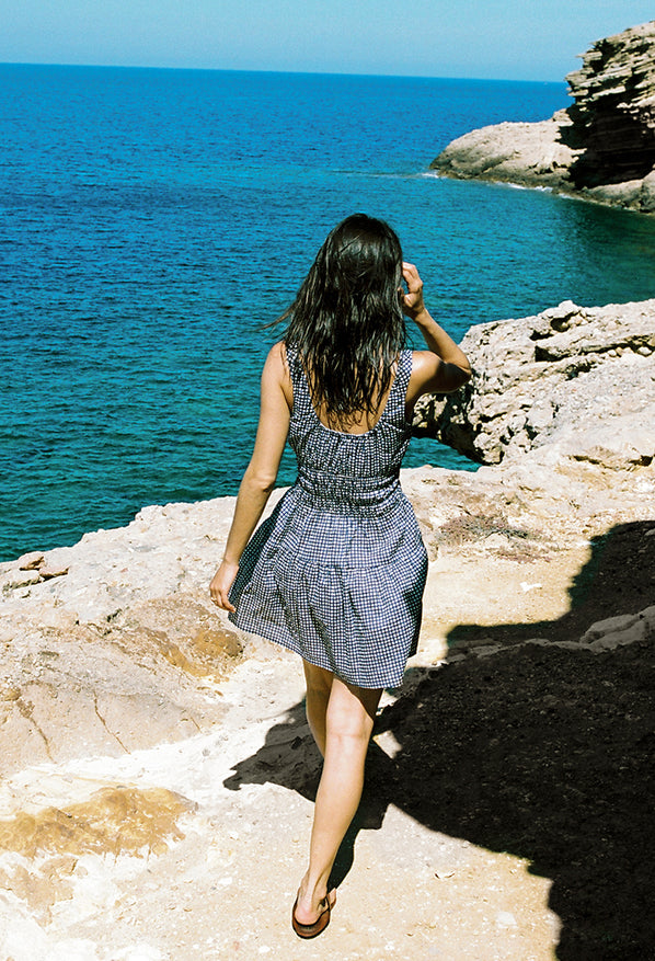 DRESSES/JUMPSUITS Gianluca Checker Dress in Navy Ciao Lucia