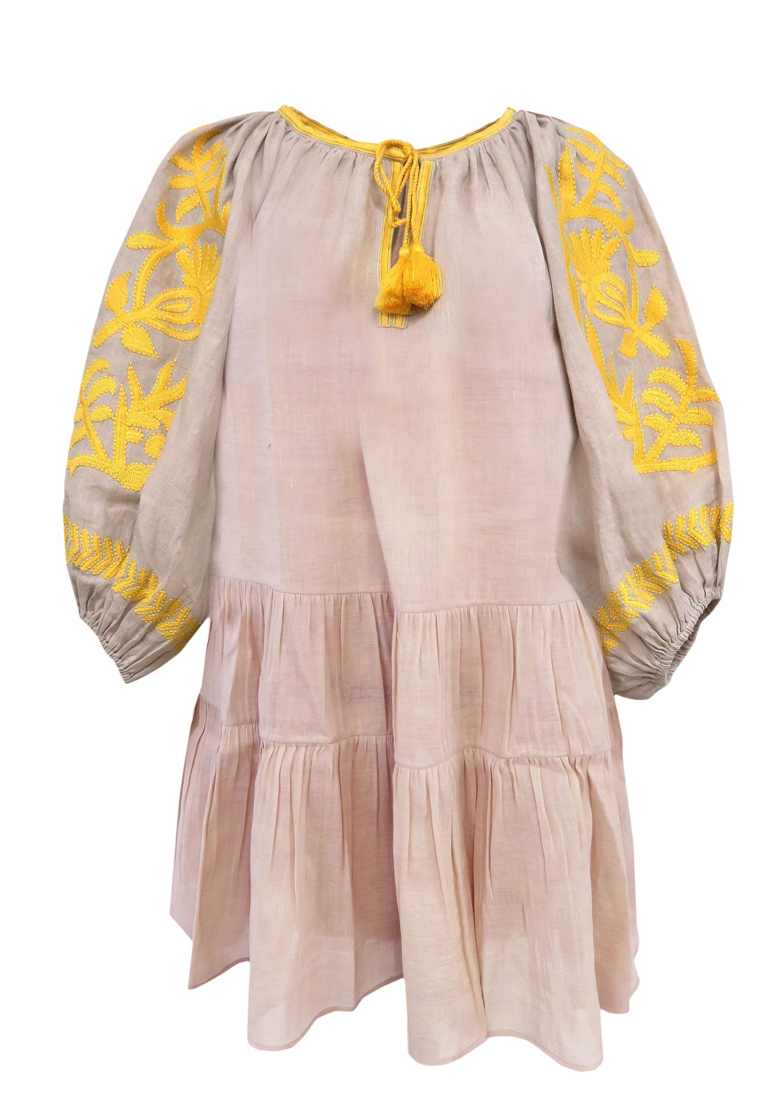 DRESSES/JUMPSUITS Vita Fleur Puff Santorini Mini Dress in Beige & Yellow Benaras by Citrus