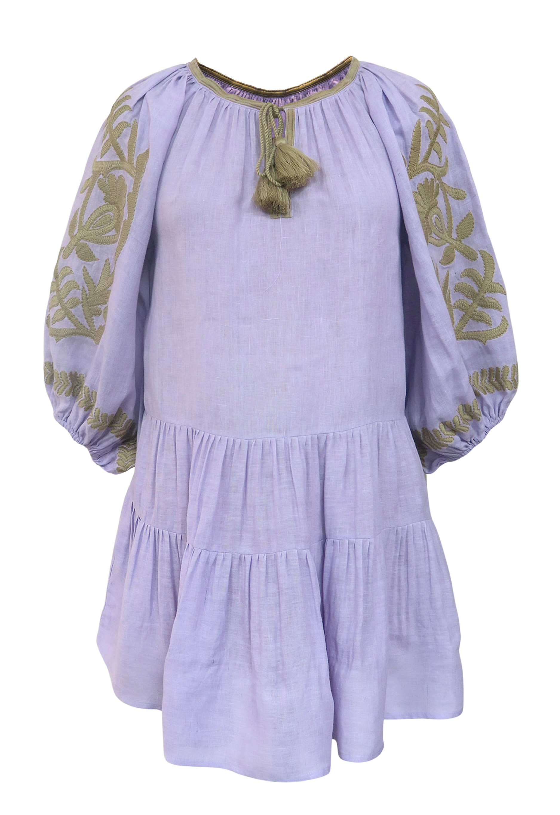 DRESSES/JUMPSUITS Vita Fleur Puff Santorini Mini Dress in Lilac & Beige Benaras by Citrus