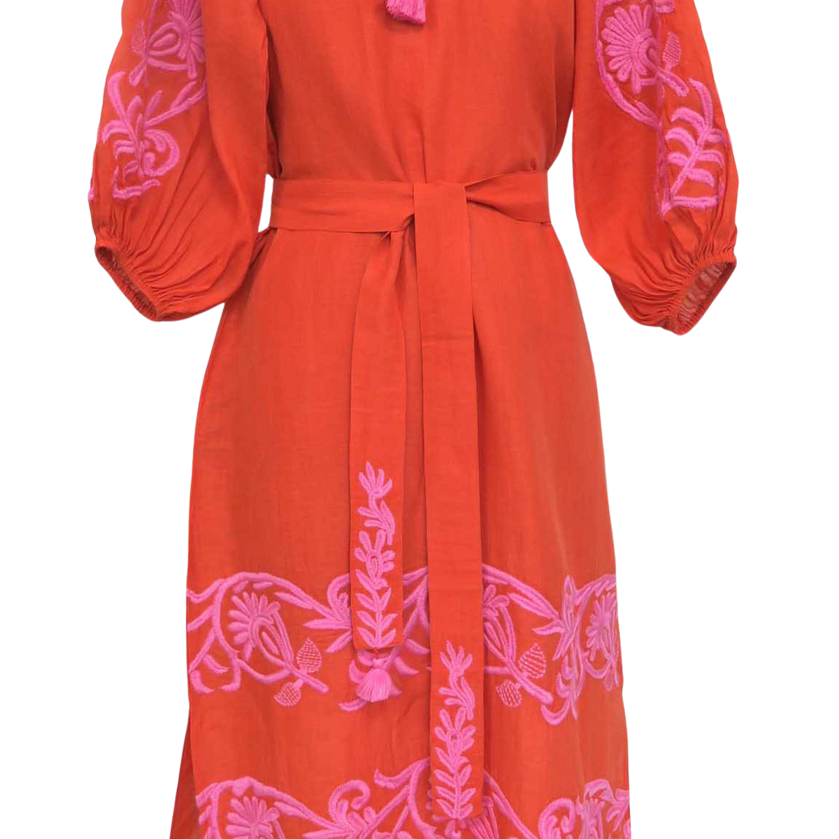 Sheer Jardin Veronica Maxi Dress in Orange Pink – Serafina