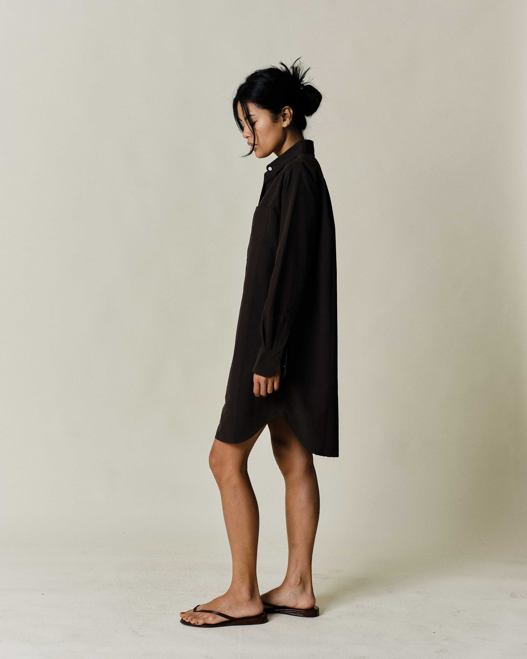 DRESSES/JUMPSUITS Long Sleeve Button Up Dress in Soft Black Claudent