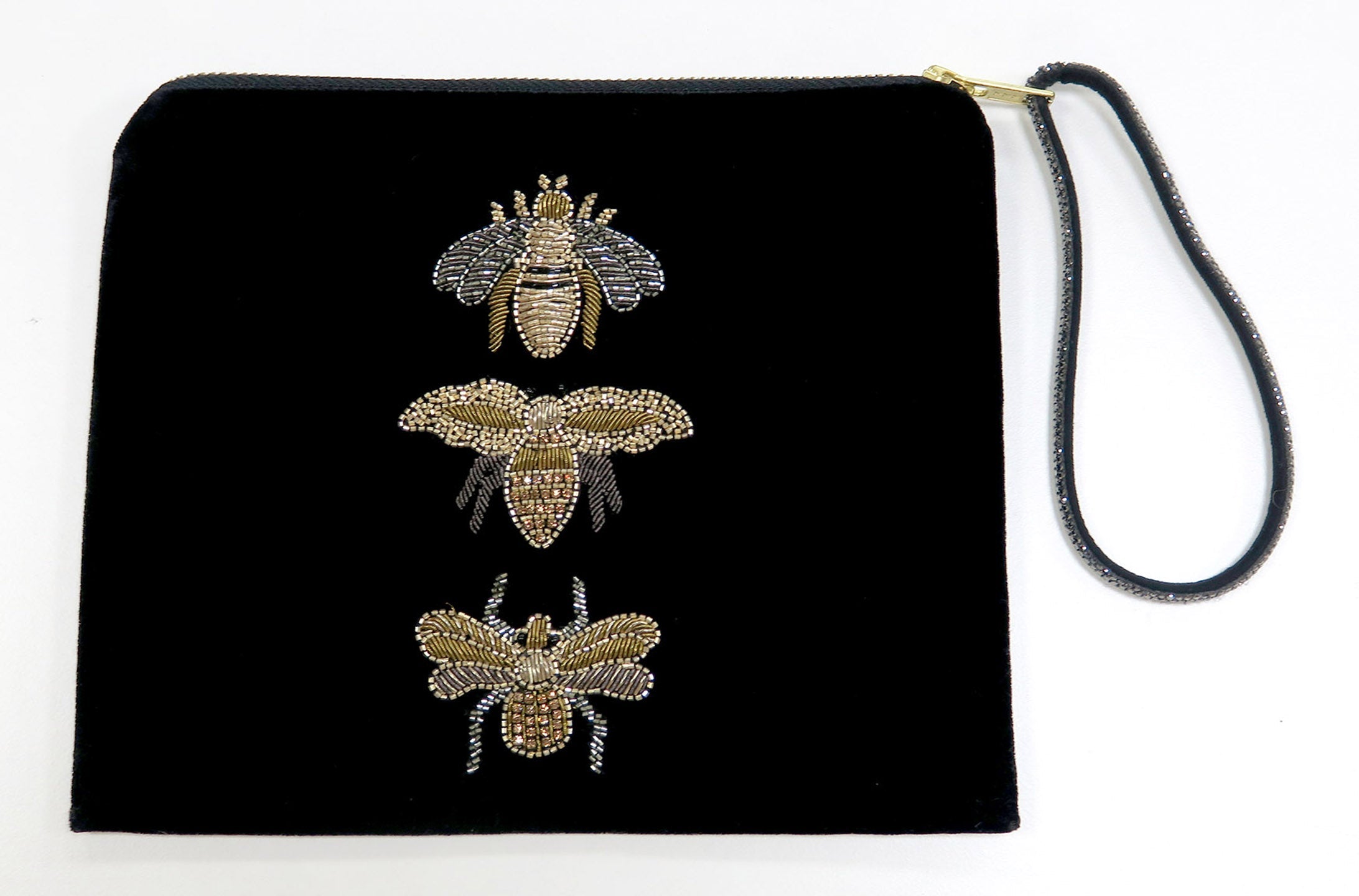 ACCESSORIES Beaded Three Bee Velvet Pouch Benaras by Citrus