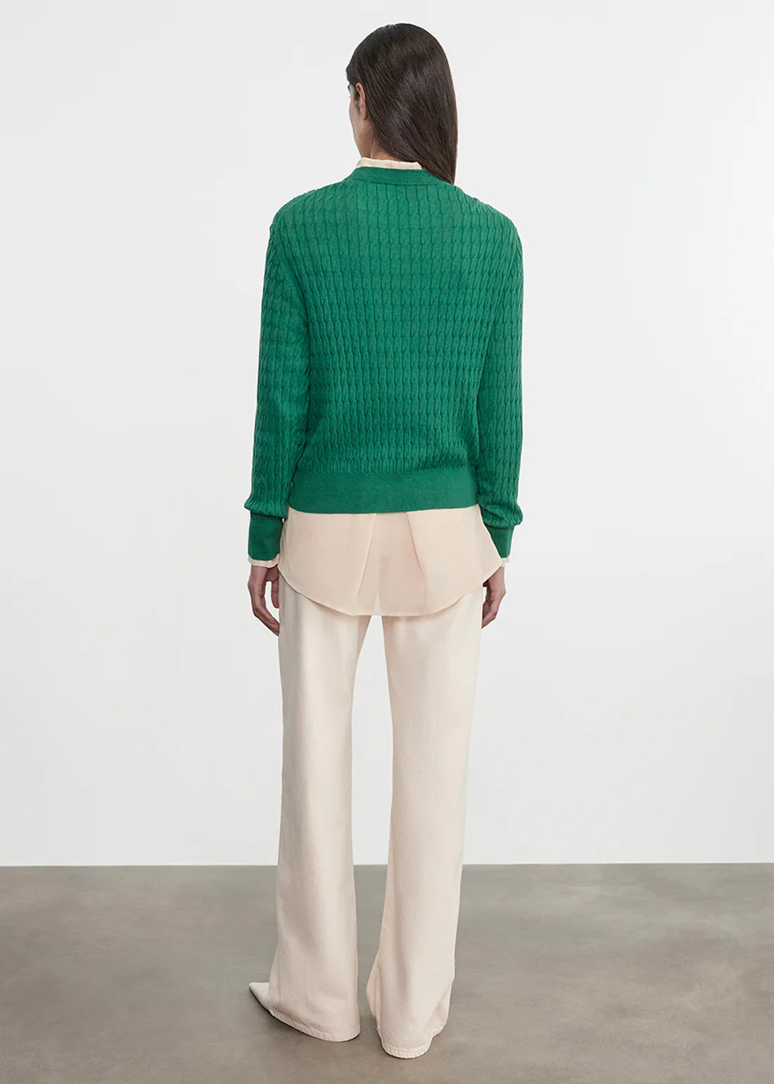 SWEATERS Cable Knit Easy Crew in Emerald Enza Costa