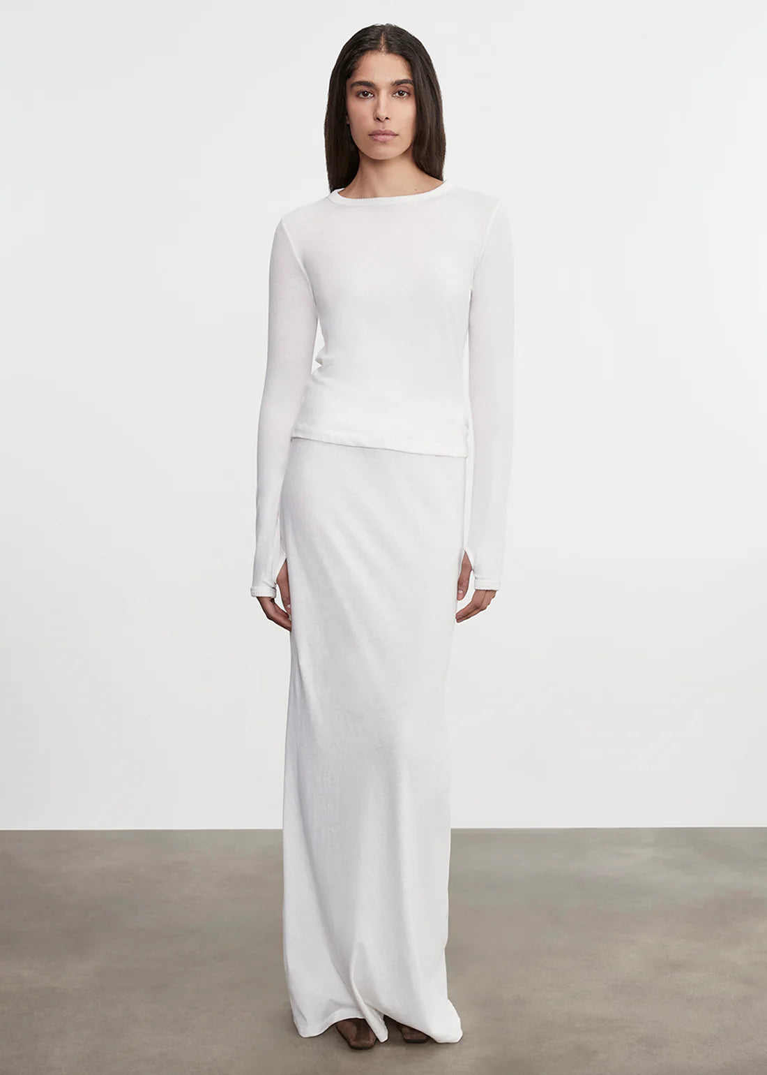 SWEATERS New Classic Long Sleeve Crew in White Enza Costa