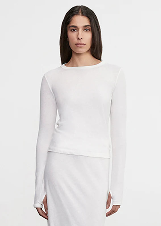 SWEATERS New Classic Long Sleeve Crew in White Enza Costa