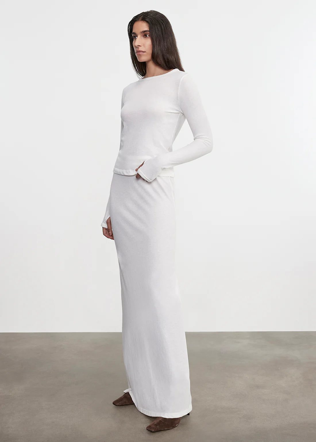 SWEATERS New Classic Long Sleeve Crew in White Enza Costa