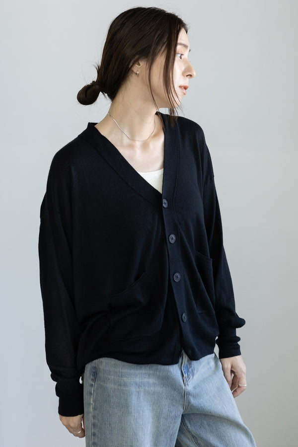 SWEATERS V-Neck Cardigan in Black CT Plage