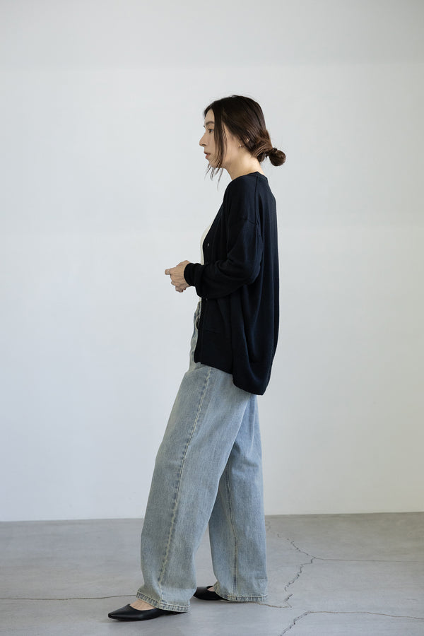 SWEATERS V-Neck Cardigan in Charcoal Grey CT Plage