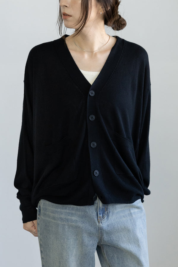 SWEATERS V-Neck Cardigan in Black CT Plage