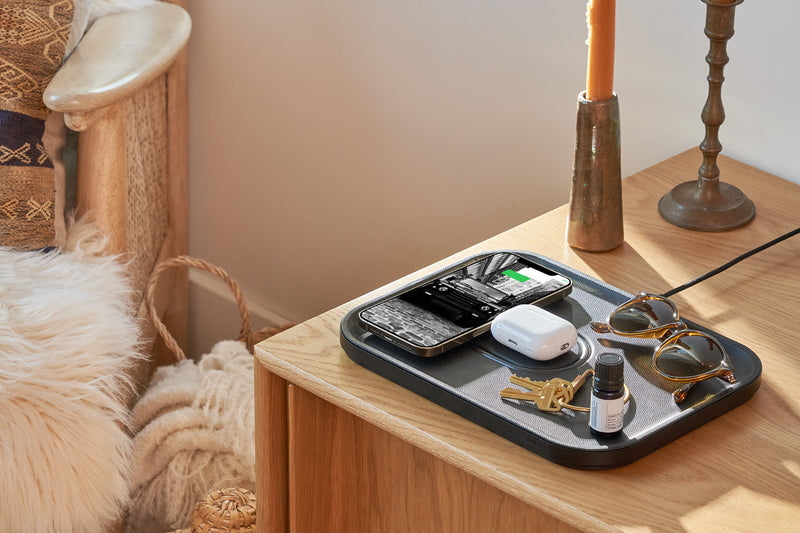 HOME ACCESSORIES Dual Wireless Charging Tray in Black Courant