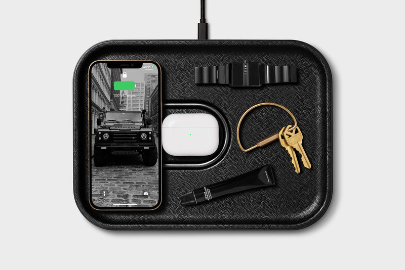 HOME ACCESSORIES Dual Wireless Charging Tray in Black Courant