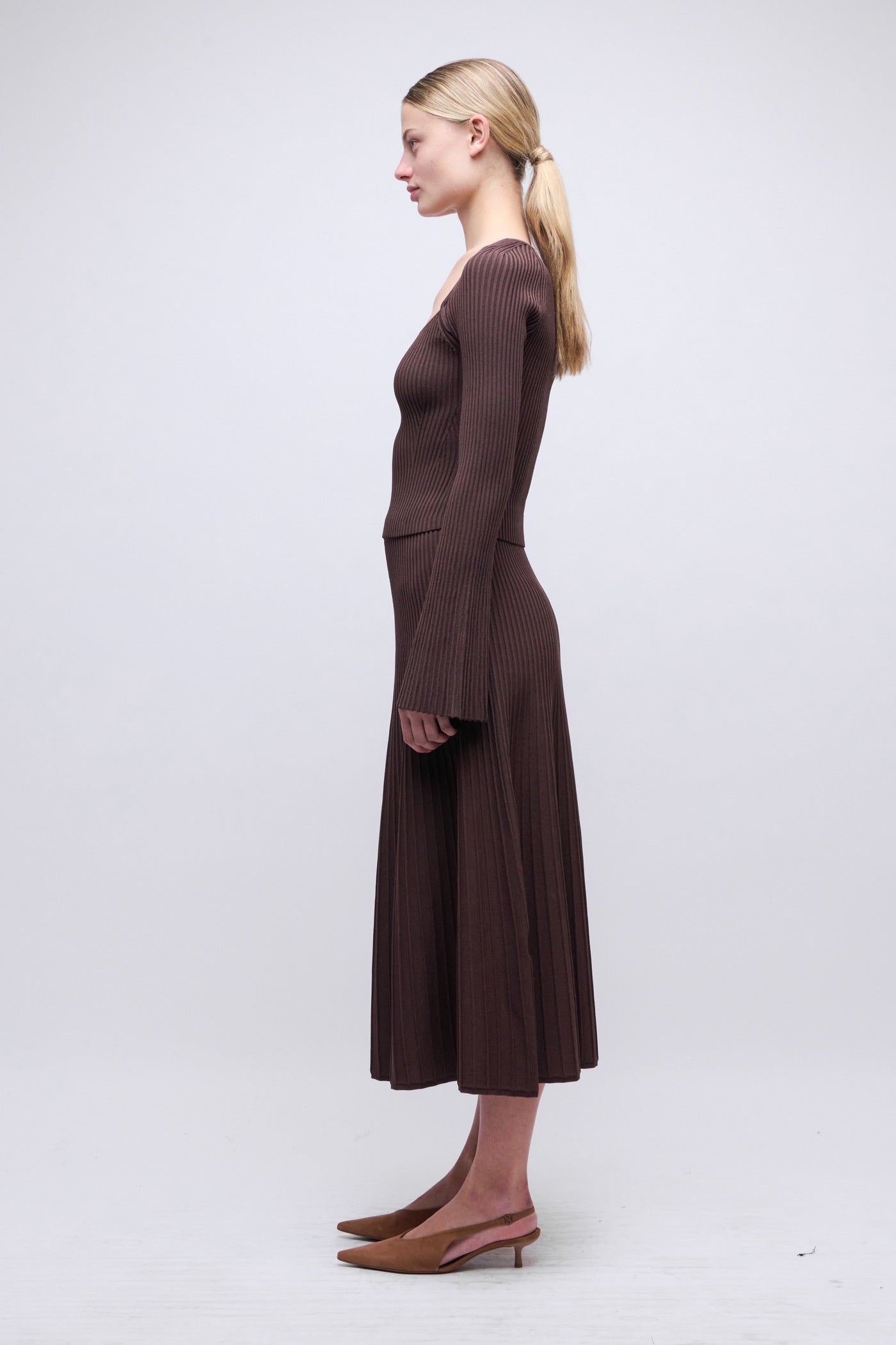 SKIRTS Chiara Midi Skirt in Chocolate Simkhai