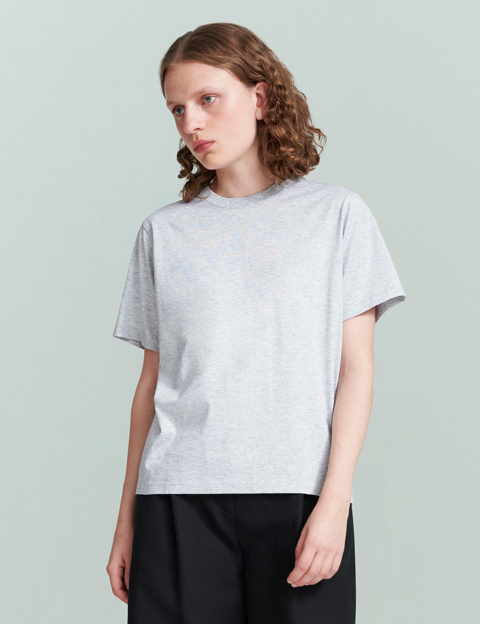 BLOUSES/SHIRTS/TOPS Classic Jersey T-Shirt in Grey Melange Handvaerk