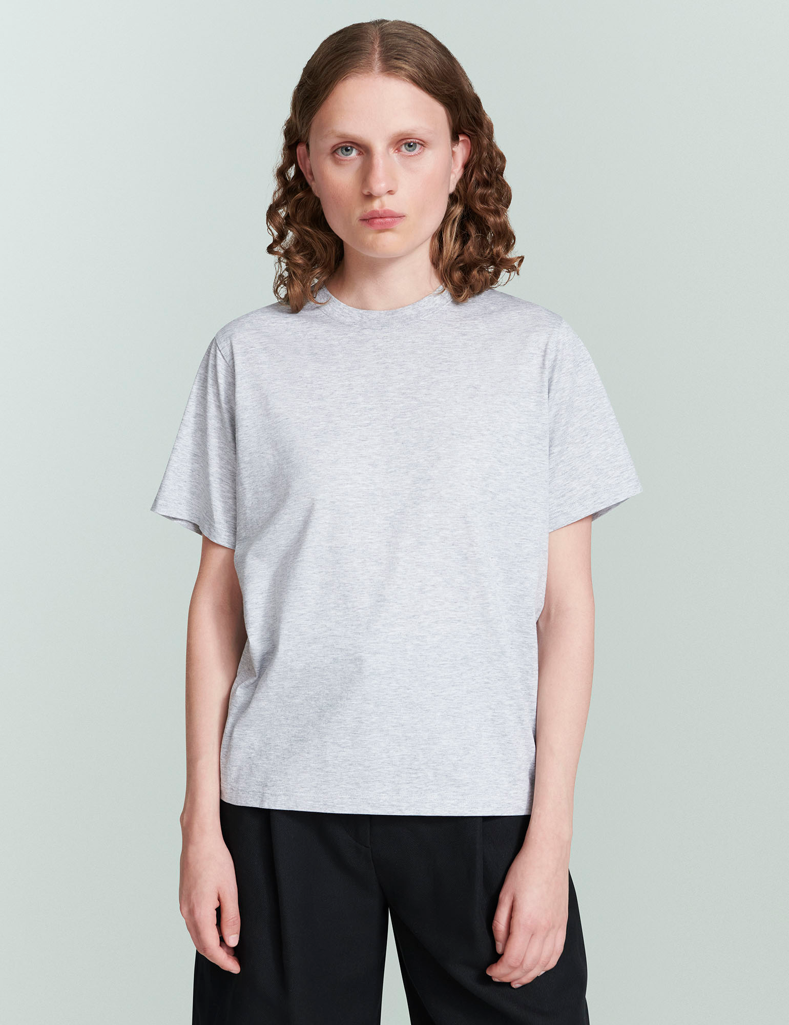 BLOUSES/SHIRTS/TOPS Classic Jersey T-Shirt in Grey Melange Handvaerk