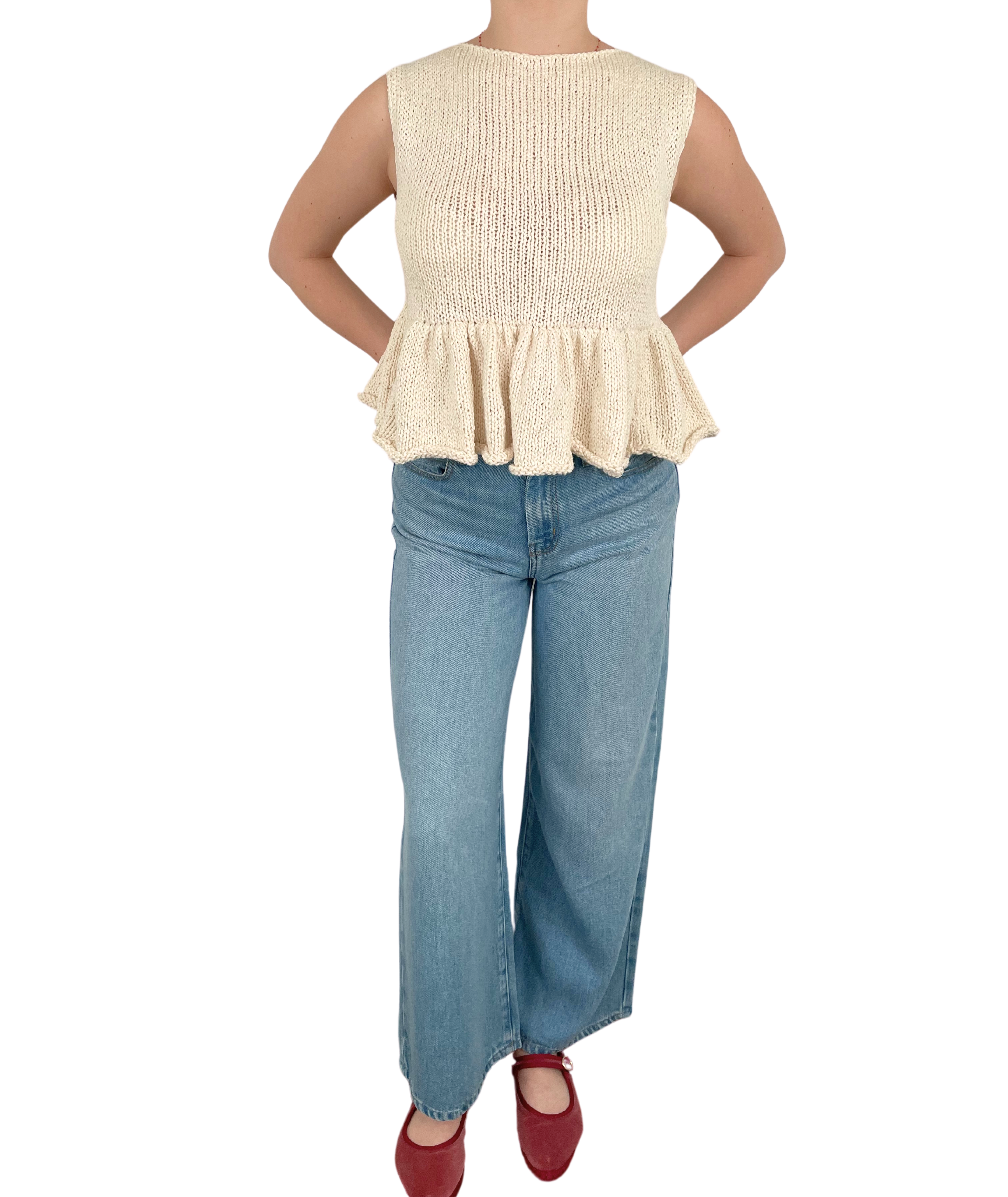 SWEATERS Cotton Sweater in Cream Louiza Babouryan