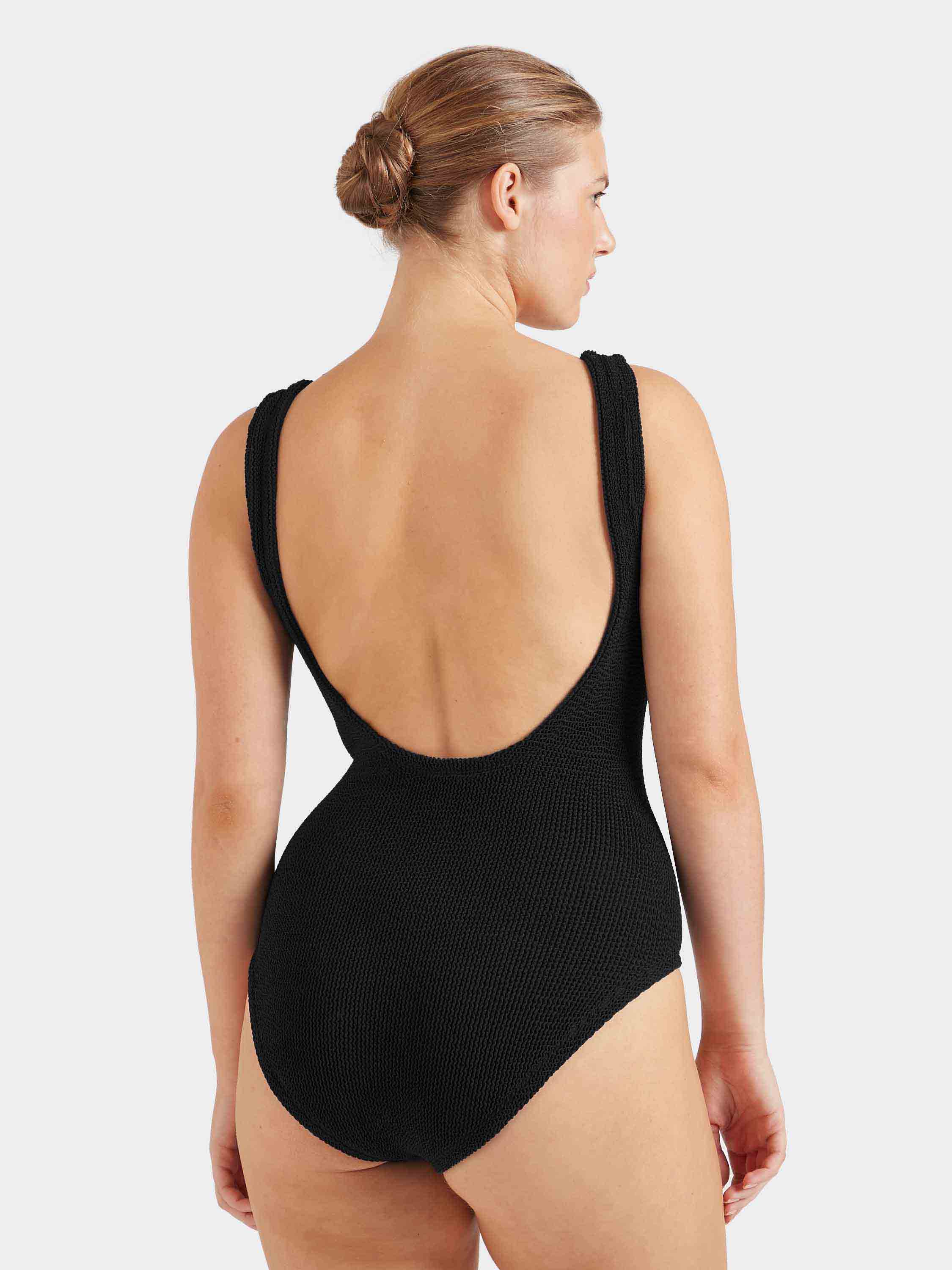 LINGERIE/PJ/SWIM Coverage Square Neck Swimsuit in Black Hunza G