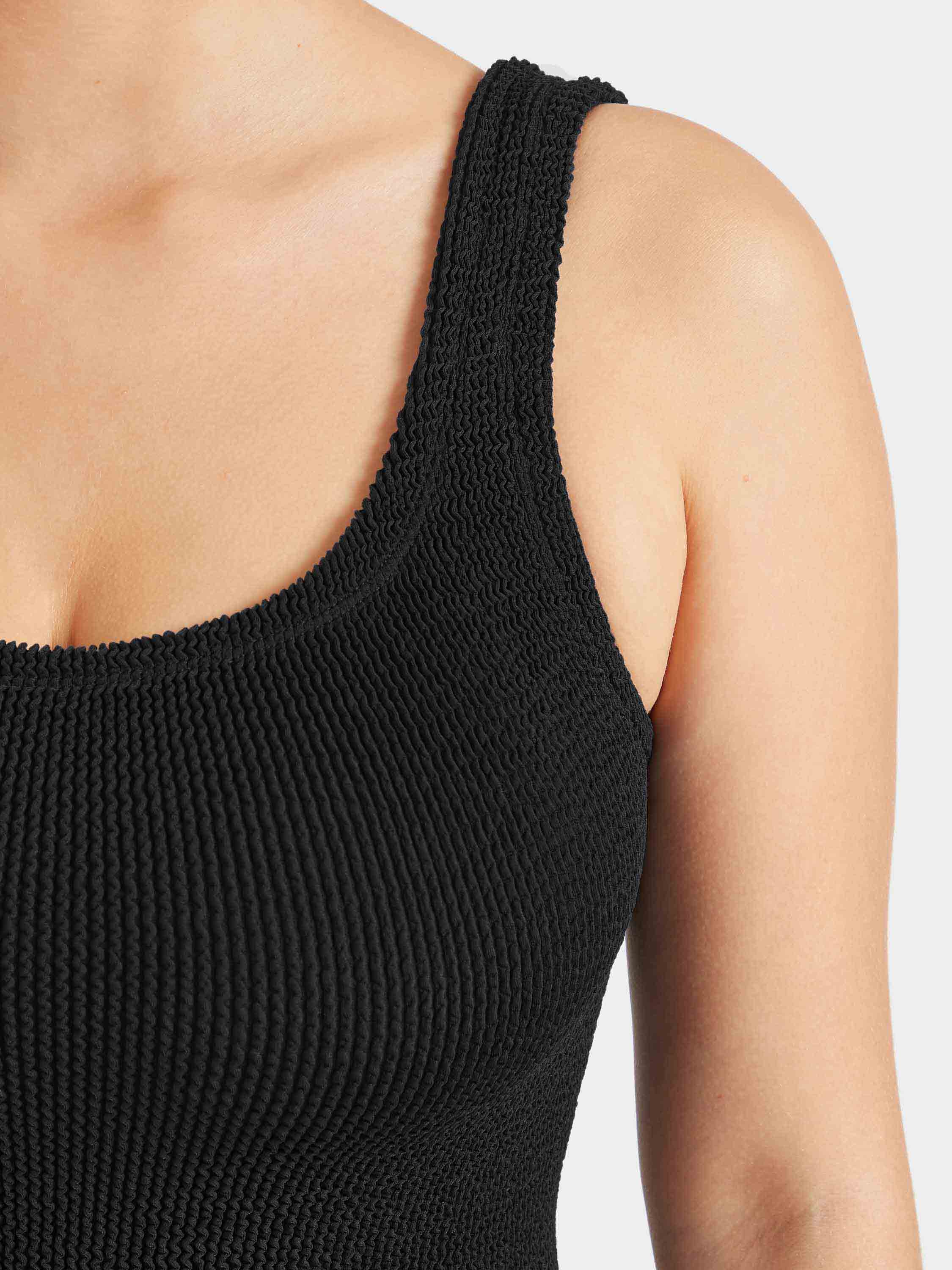 LINGERIE/PJ/SWIM Coverage Square Neck Swimsuit in Black Hunza G