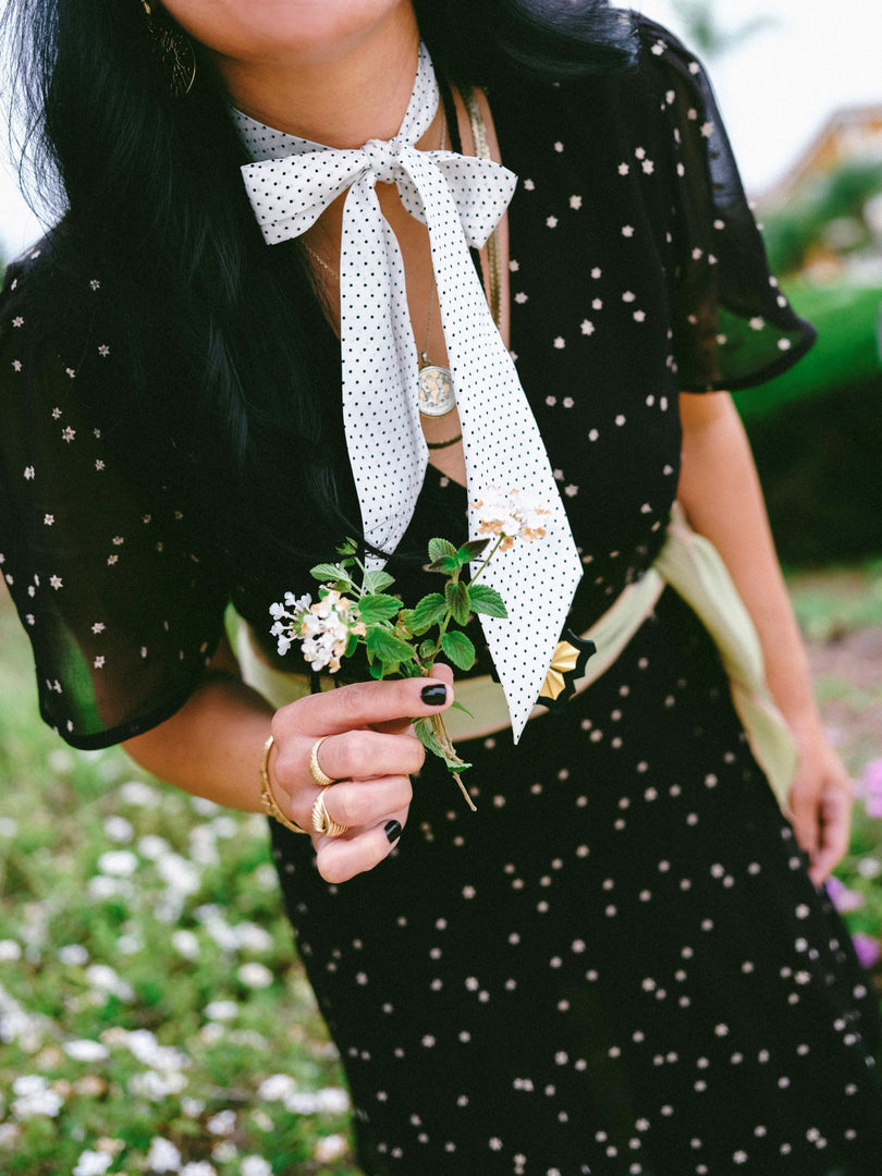 ACCESSORIES Bowie Scarf in White Pin Dot The Little Project