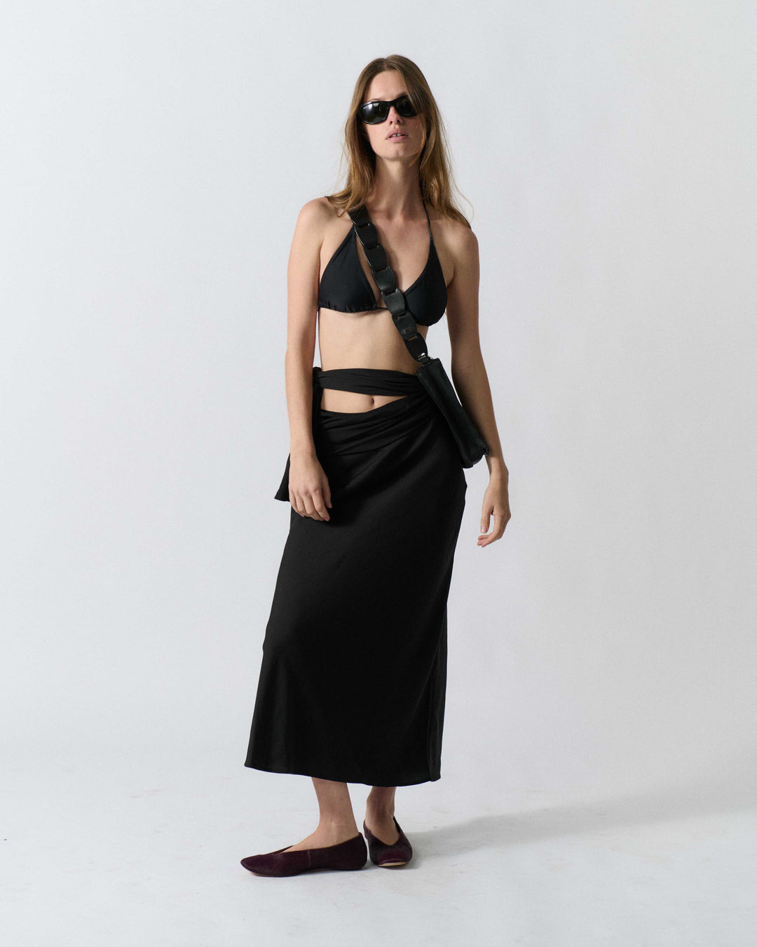 SKIRTS Detailed Wrap Skirt in Black Claudent