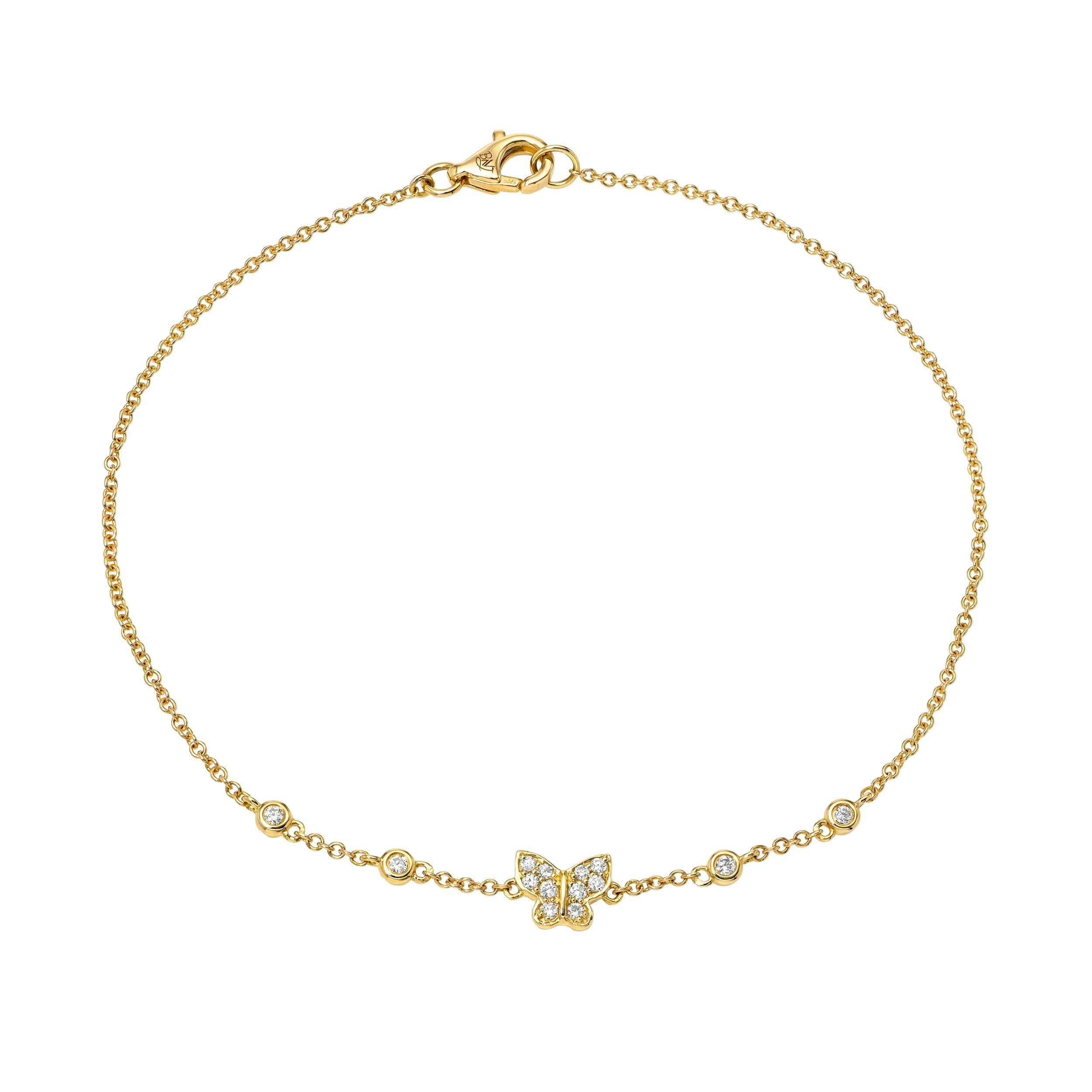 JEWELRY Diamond Butterfly Bracelet in Yellow Gold Riberra