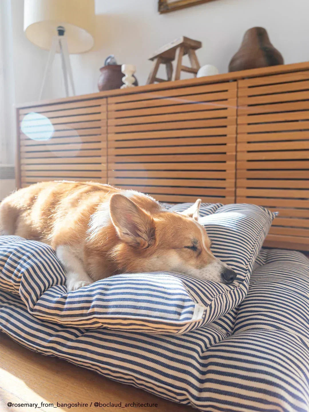 HOME DECOR Large Pet Bed in Navy and Off White Tensira