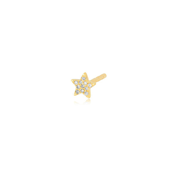 JEWELRY Single Baby Diamond Star Stud Earring in Yellow Gold EF Collection